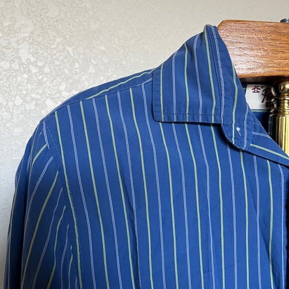 ORIGINAL PENGUIN ~ Blue and Yellow Striped Men's button down - Picture 3 of 7